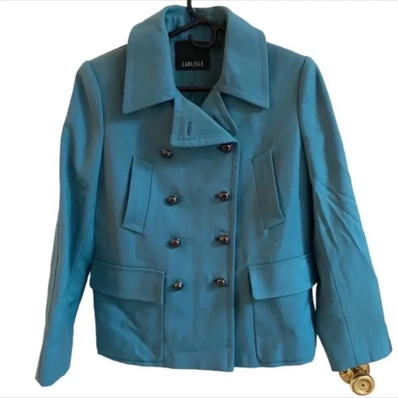Carlisle Womens Blue Wool Pea Coat Jacket - Picture 1 of 6